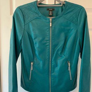 Alfani Teal Faux Leather Moto Jacket